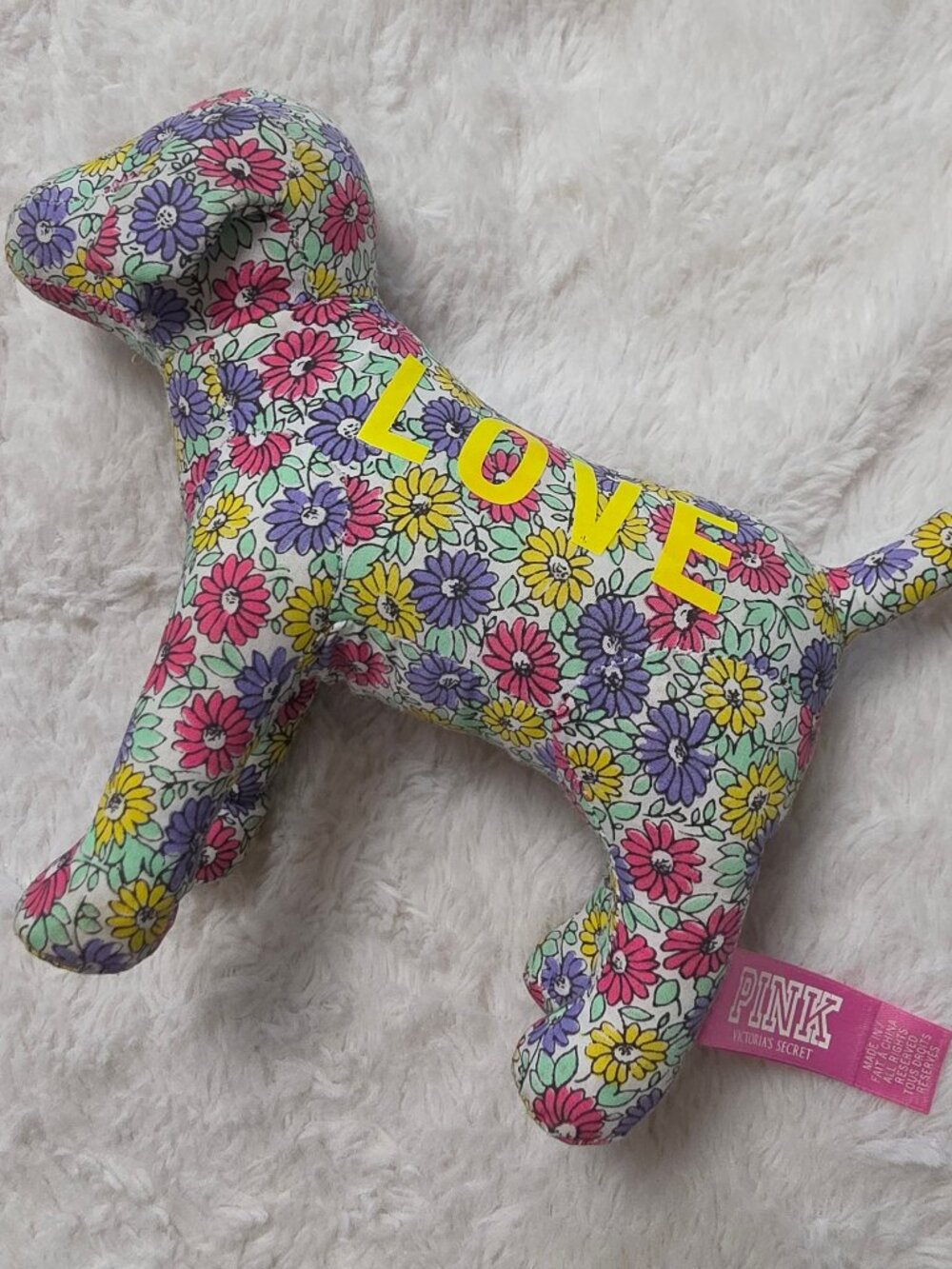Victorias Secret PINK Flower Daisy Love Mini Stuffed Plush Dog Toy 2009